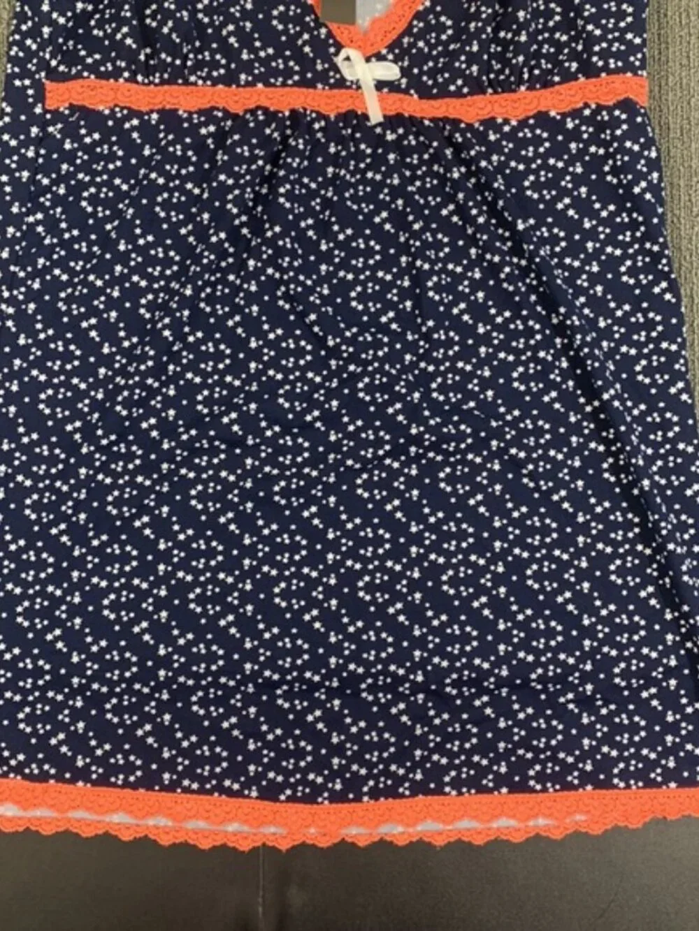 Emme Jordan 2 Piece Pajama Set Camisole & Pants Womens Size M Navy Stars Orange